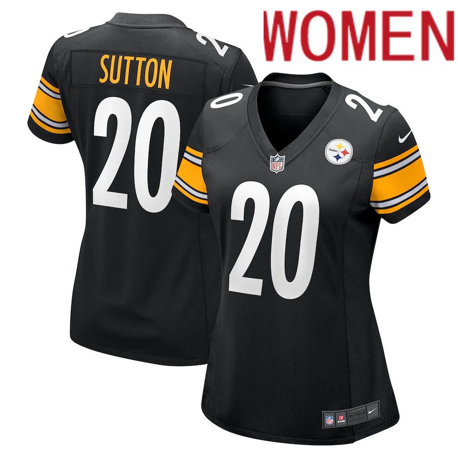 Women Pittsburgh Steelers #20 Cameron Sutton Nike Black Game NFL Jersey->women nfl jersey->Women Jersey